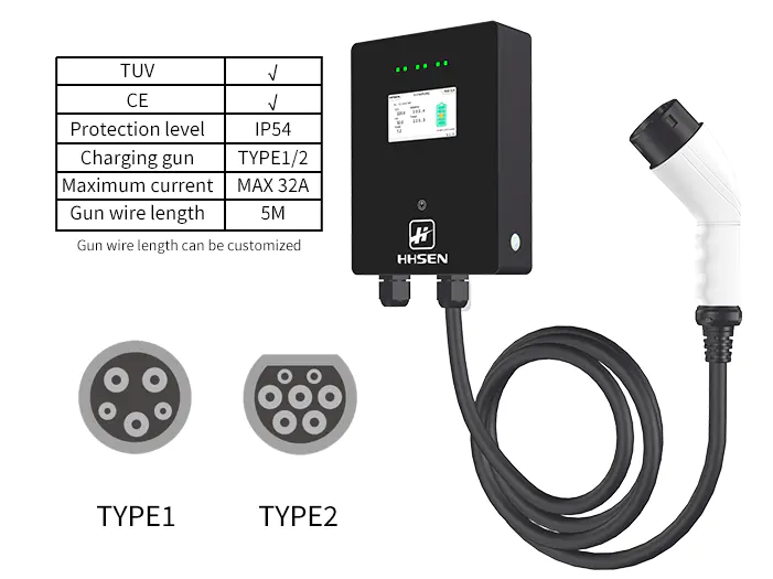 Electric vehicle charging pile single phase three phase black - button version